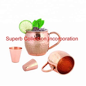 Mug à Moscow Mule en cuivre martelé rond écologique de haute qualité 16 oz, accessoires de bar - Product Image 2