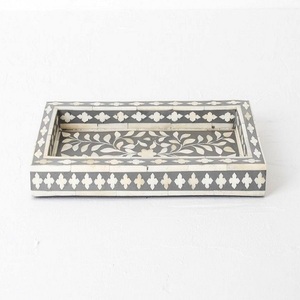 Plateau rond de service décoratif, incrustation os décoratif - Product Image 4