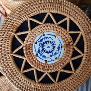 High Quality <b>Women's</b> Casual Tote Shoulder <b>Bags</b> Handmade Rattan <b>Beach</b> <b>Bags</b> with Pearl Decoration Handicraft From Vietnam - Product Image 3