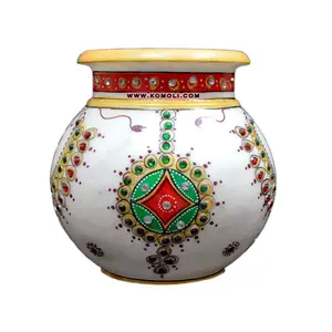 Kalash en marbre décoratif peint à la main, tailles personnalisées de 5 pouces, articles de pooja en marbre - Product Image 1