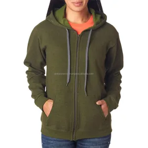 Moda tasarım zeytin yeşili hoodies sokak giyim hafif pamuk toptan kadınlar hoodies