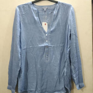 Camisa de Manga Larga con Cuello en V y Botones para Mujer, de Popelina de Viscosa, Informal, de Verano, de Primera Calidad, de Marca, Stock de Bangladés - Product Image 1