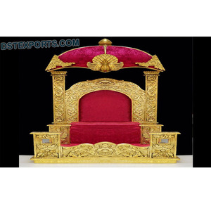 Style paon traditionnel doré mariage indien Doli bois mariée entrée Doli plaqué or pour fête mariée entrée - Product Image 1