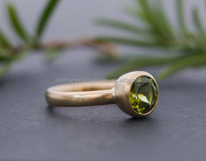 <b>Peridot</b> quartz Gemstoe <b>gold</b> vermeil <b>Ring</b> silver handmade jewelry - Product Image 1