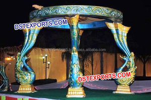 Royal Peacock Wedding Mandap Set FRP Nuevo diseño Seis pilares Pagoda de fibra para Vivah Durable Elegante fibra Decoraciones DE BODA Reino Unido - Product Image 3