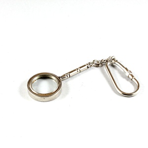 Mini llavero de lupa Náutica de latón soporte de anillo plateado niquelado con lazo de latón duradero para mosquetones de promociones - Product Image 2