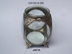 Boîte de rangement de bijoux en verre et laiton finition nickel faite à la main avec raccords en laiton meilleur cadeau de nouveauté pour les femmes - Product Image 3