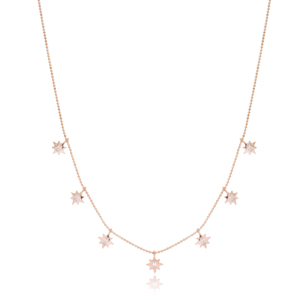 Collar de plata de ley 925 con diseño de estrella de polo, joyería de circonita brillante hecha a mano - Product Image 1