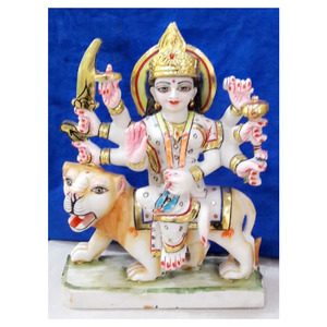 Diosa Durga Maa con estatua de León, mármol puro hecho a mano - Product Image 1
