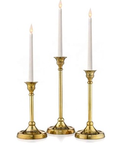 Ensemble de 3 bougeoirs coniques en métal doré de nouveau design pour la maison de mariage et la décoration de table de Noël Bougie conique - Product Image 2