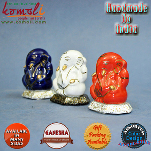 Statue de Ganesh en céramique rouge Goldline, Dieu hindou emblématique, Ganesh Murti, idéal pour la décoration intérieure, les temples et les cadeaux spirituels - Product Image 3