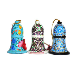 Decoraciones navideñas para exteriores, Campana decorativa colorida de árbol de madera, novedad - Product Image 1