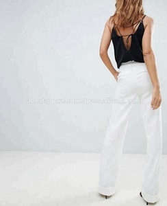 Women Cotton Drawstring Waist Striped Print Harem Cotton Jean Pants, New Stylish Women Cargo Casual Cotton Twill Pants - Product Image 4