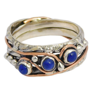 Nouveau Design 925 Sterling Silver Lapis Gemstone Éternité Vermeil Bague Belle Fantaisie Bijoux De Mariage Vente En Ligne - Product Image 2