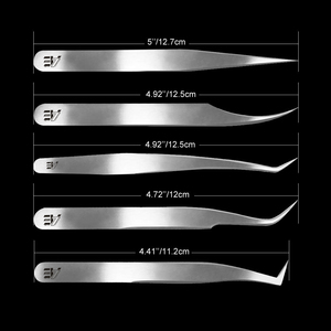 Lot de 5 pinces à cils pour extensions, droites et courbées, avec pointe fine, outil d'application pour extensions de cils 2026 - Product Image 1