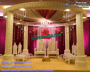 Gujarati boda aspecto de madera fibra Mandap boda fibra Pilar Mandap decoración nuevo estilo boda Mandap exterior/interior escenario - Product Image 6