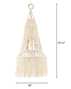 Abat-jour bohème artisanal lustre décoratif en macramé écologique pour la décoration de la maison d'Inde - Product Image 2