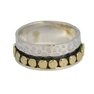 Beautiful New Design Hammer <b>Spinner</b> Eternity Vermeil <b>Ring</b> 925 Sterling <b>Silver</b> Wholesale Price Fine Jewelry for Wedding - Product Image 2