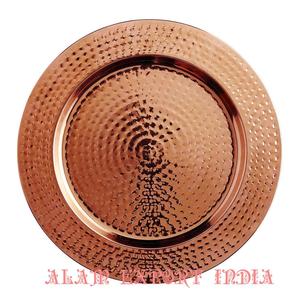 Plat de chargeur en cuivre écologique fait à la main avec gravure, design personnalisé, contact alimentaire sûr, rond, certifié CE, emballage personnalisé - Product Image 1