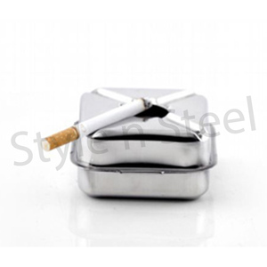 Cendrier en acier inoxydable à couvercle ouvert, cendrier en métal, vente en gros, acier inoxydable rond - Product Image 1