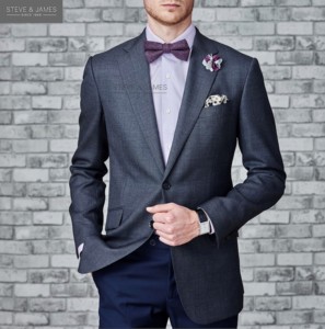 Costume homme Steve & James en 100 % laine, col en V, simple boutonnage, avec propriétés anti-plis et respirantes - Product Image 2