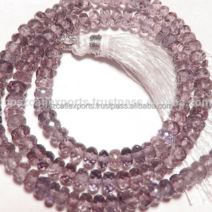 Cuentas de piedras preciosas Rondelles facetadas translúcidas de lavanda rara - Product Image 1