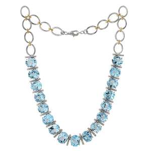 Luxury high end jewelry sterling 925 silver natural <b>blue</b> topaz multi gemstone <b>necklace</b> jewelry wholesale gift for her - Product Image 1