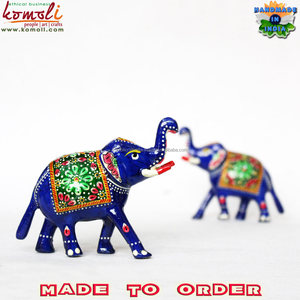 Statuette d'éléphant indien en métal émaillé, artisanat, figurine de décoration - Product Image 2