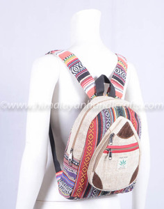 Mochila de cáñamo puro para niños y adolescentes, diseño novedoso, con múltiples bolsillos y patrón azteca, alta calidad, HBBH 0073 - Product Image 3