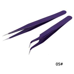 อุปกรณ์ต่อขนตาสเตนเลสสตีล,แหนบต่อขนตาปลายแหลมด้ามเจลอะคริลิคไม้กายสิทธิ์หยิกเล็บโค้ง - Product Image 1