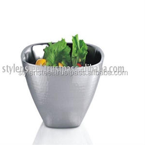 Vente en gros de saladier carré en acier inoxydable à double paroi, plat en métal léger, table à manger d'occasion, centre de table, bol à fruits décoratif - Product Image 2