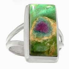 Rubis en fuchsite anneau ovale rond poire carré rectangle pierre précieuse naturelle cabochon en argent sterling 925 - Product Image 6