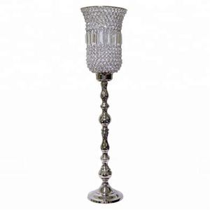 Wedding Tabletop Centerpiece Decorate for Home Tall Size <b>Metal</b> Aluminum Clear Crystal <b>Beads</b> Shiny Silver Finihed Best Quality - Product Image 1