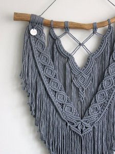 Décor mural en macramé avec drift, cm, grand chaton gris, très belle décoration - Product Image 3