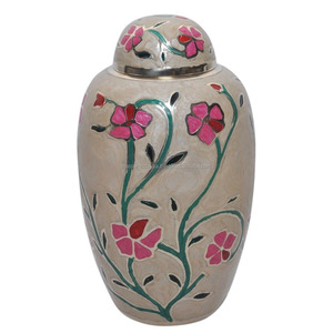 Suministros funerarios de Metal, urna funeraria de latón azul cielo, Brassworld, India - Product Image 3