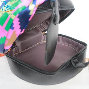 Natural Style round Pattern Rattan Handbag with PU Trims <b>Button</b> Closure Handled Tassel Bow Decoration Cotton Lining - Product Image 5