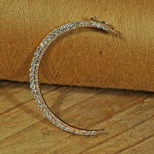 14K Yellow Gold Antique Crescent <b>Moon</b> Double Cut Pave Diamond Handmade Fashion Pendant - Product Image 4