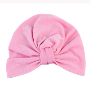 Unisex Private label Latest Design Organic Cotton White Baby Beanies with Bow - Product Image 1