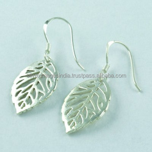Đồng bằng bạc lá bông tai, 925 bạc handmade bông tai, Nhà cung cấp đồ trang sức bạc giá cả hợp lý Sterling Sliver Bông tai - Product Image 3