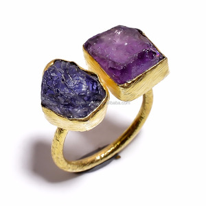 Natural Raw Gemstone Real <b>Gold</b> Plated <b>Ring</b> for Women and Girls Handmade Jewelry Manufacturer - Product Image 3
