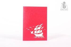 Carte pop-up Kirigami nouvellement fabriquée Design de bateau en bois coloré Artisanat en papier pour les occasions d'amour d'anniversaire Vietnamien - Product Image 6