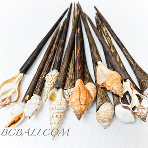 ไม้มะพร้าว Hair Stick ผู้หญิงอุปกรณ์เสริมเปลือกหอยอินทรีย์100ชิ้นจัดส่งฟรี Airfreight ประตูประตู - Product Image 2