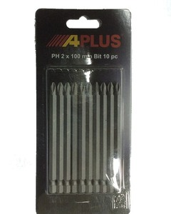 APLUS Brocas de Inserción de Impacto Phillips, PH2 X 100mm, Tipo Phillips, material Is S2 10 pcs/set - Product Image 1