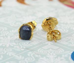 Boucles d'oreilles labradorite pour femmes, bijoux en pierre précieuse, look naturel, pierre précieuse, laiton, or jaune, plaqué, pour les jours, fait à la main, tendance - Product Image 4