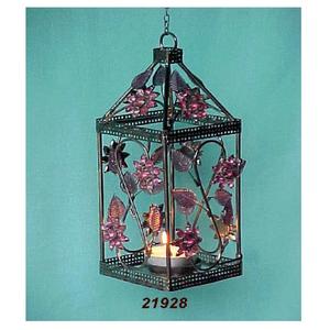 Luxury American Style <b>Silver</b> Finish Handmade Hanging Tealight <b>Lantern</b> with Decorative Beads for Garden Christmas Home Decoration - Product Image 1