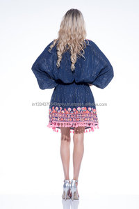 Accrocheur élastique Caftan ceinture cou gland chaîne lumineux Aari broderie gland ourlet femmes Style robe - Product Image 2