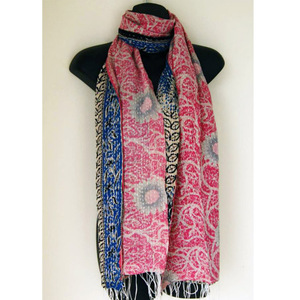 Exclusive Indian Handmade Kantha Stoles & <b>Shawls</b> Embroidered Medium Length Kantha <b>Wraps</b> Online - Product Image 1