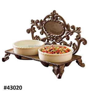 Copper Dog Bowl With Decorative Iron Stand Decorative Metal Iron <b>Frame</b> Double Dog Bowl - Product Image 4