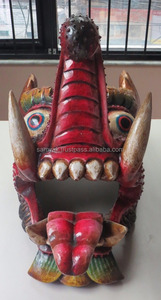 Masque de dragon en bois de haute qualité Tenture murale faite à la main au Népal Excellent article de cadeau de style religieux - Product Image 4