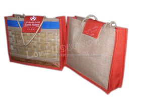 Sac de courses en tissu de jute Bank Sohar, motif losanges, mini taille, poignée en corde, fermeture éclair, usage quotidien - Product Image 2